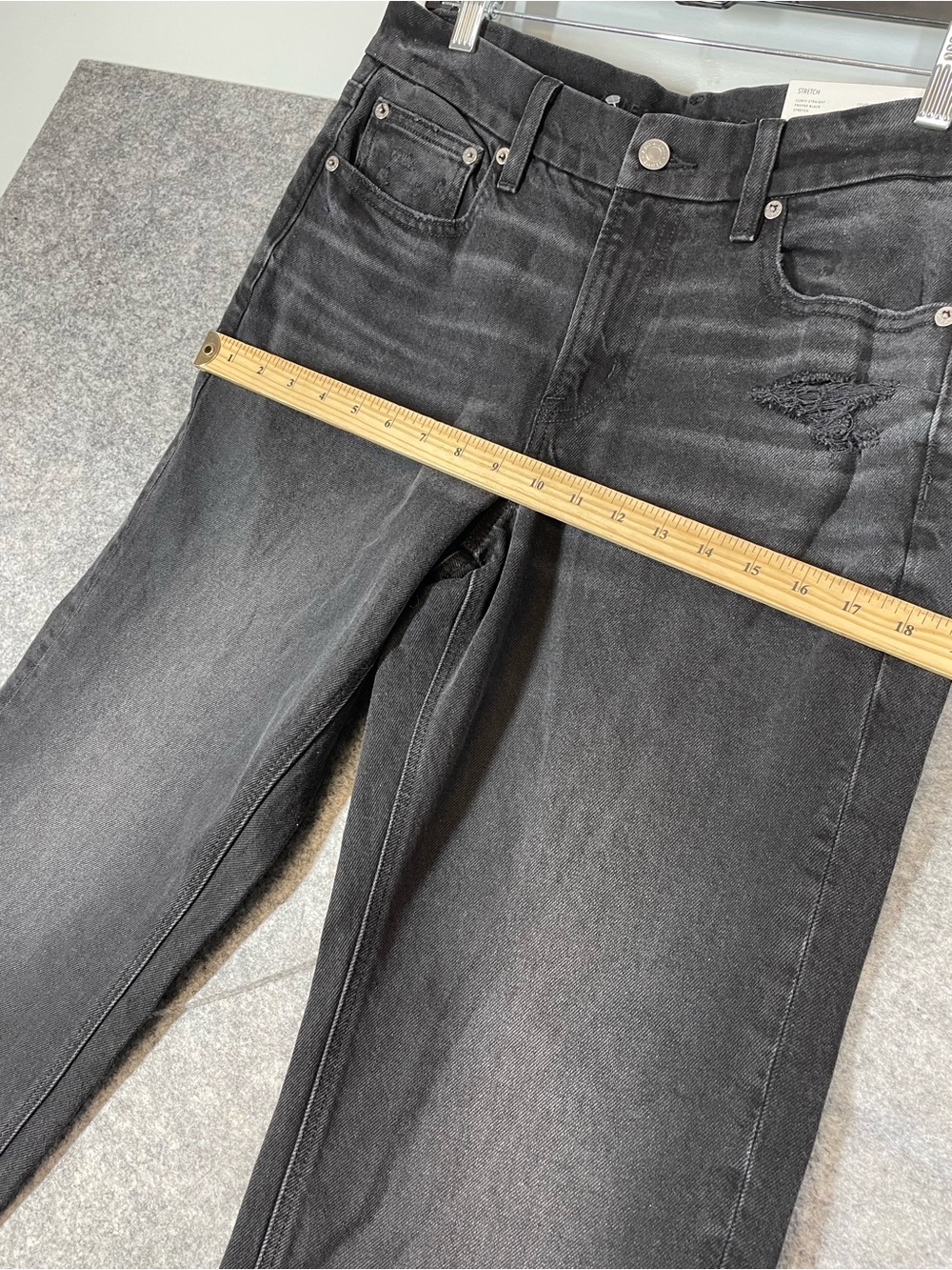 American Eagle Curvy Straight Stretch Black Bootcut Jeans Size 8 Long Y2K Casual - Picture 6 of 16